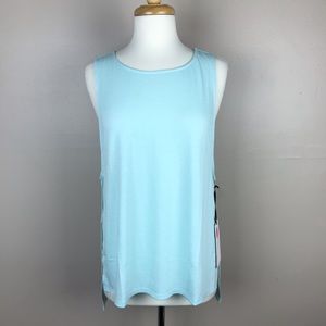 NWT Yogalicious Side Slit Tank Aqua
